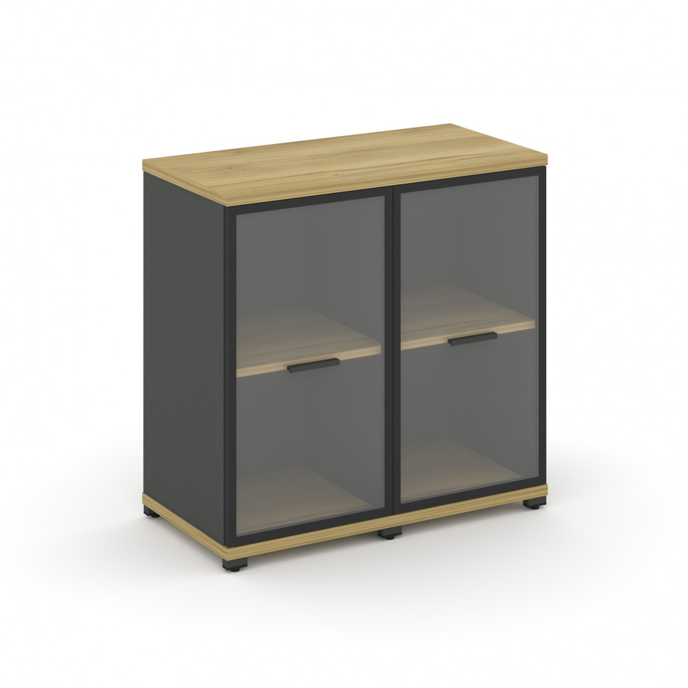 Concept Шкаф 2 узкие секции, 2 ниши CN.STU-223 RPB A Дуб Винченцо/Антрацит/Металл Антрацит/Прозрачны