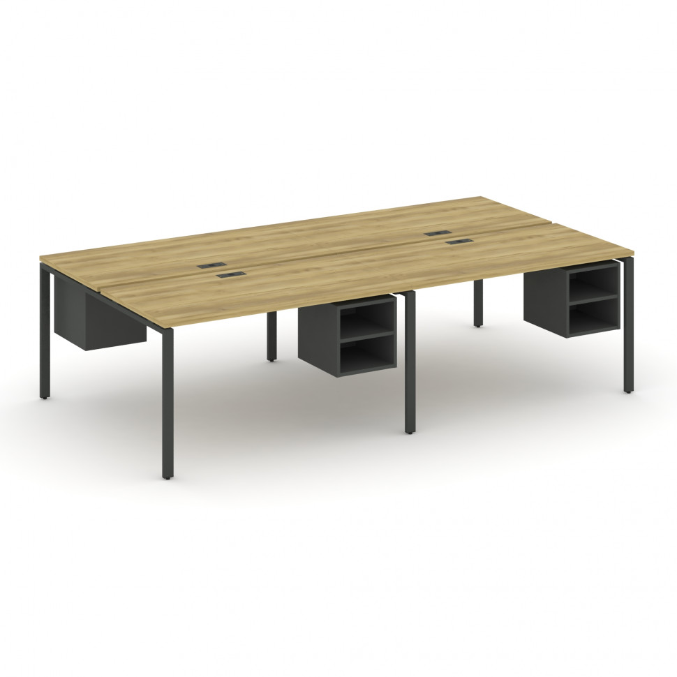 Concept Рабочая станция двухсторонняя с подвесными тумбами на 4 места CN.DRS-125 Дуб Винченцо/Антрац