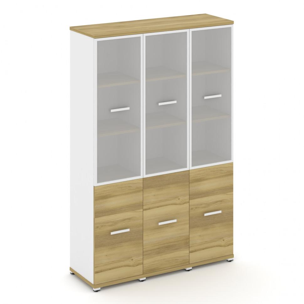 Concept Шкаф 3 узкие секции, 5 ниш CN.STU-532 RMW W Дуб Винченцо/Белый Бриллиант/Металл Белый/Сатин