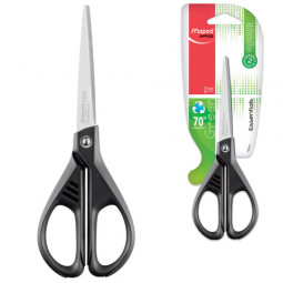 Ножницы MAPED (Франция) "Essentials Green", 170 мм, черные, картонная упаковка с европодвесом, 467010, 468010