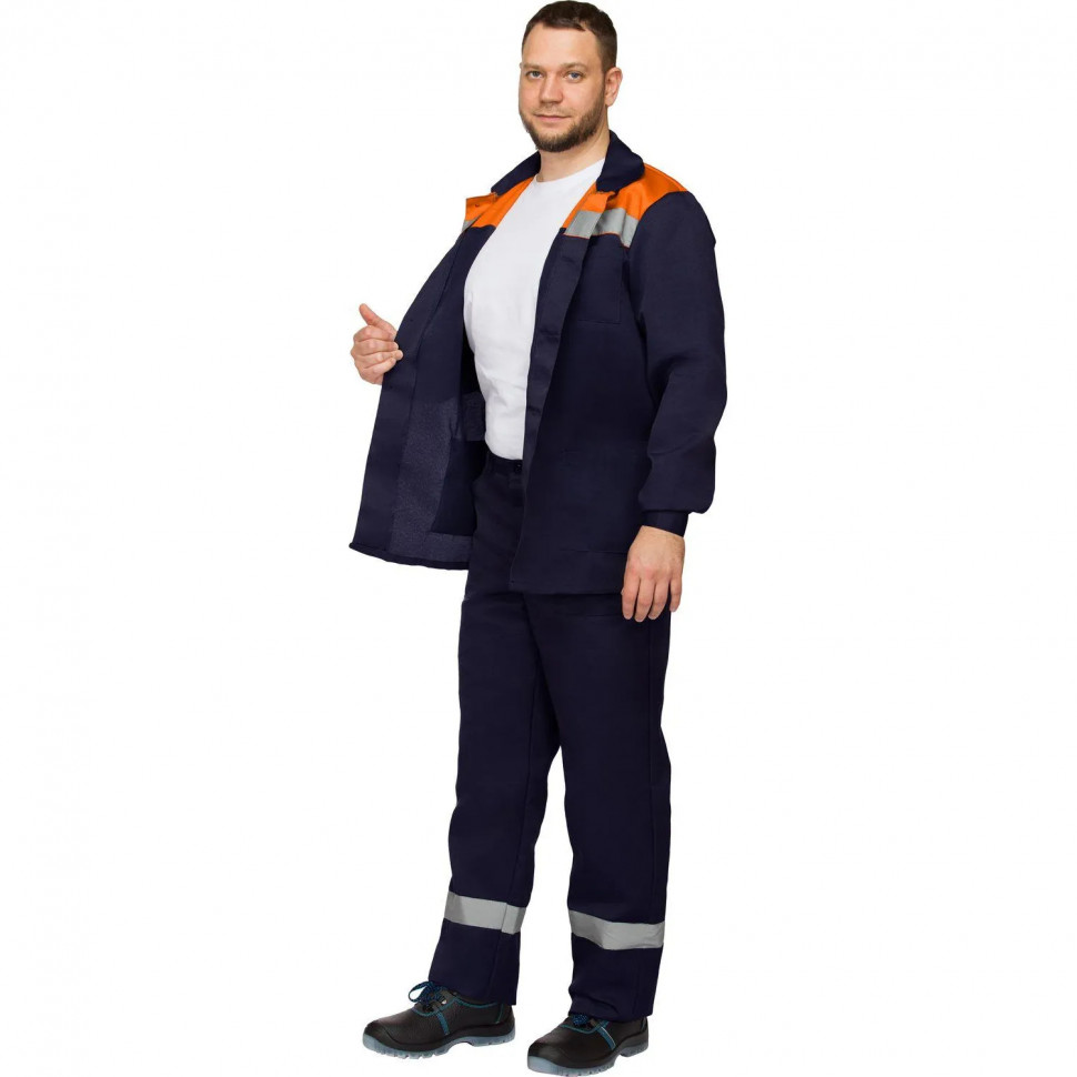 Костюм лет муж (куртка, бр) л16 с СОП син/оранж 96-100/170-176