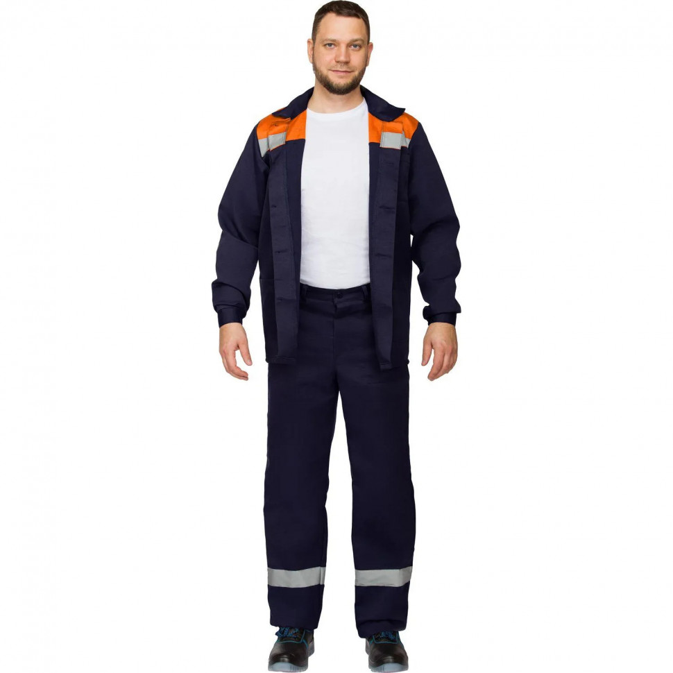 Костюм лет муж (куртка, бр) л16 с СОП син/оранж 96-100/170-176