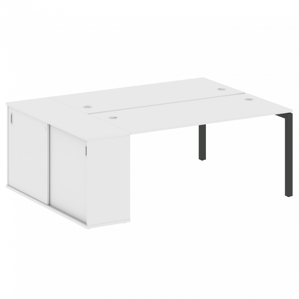 Metal System Quattro Рабочая станция с шкафом-купе на П-образном м/к 50БП.РС-СШК-1.4 Т Белый/Металл