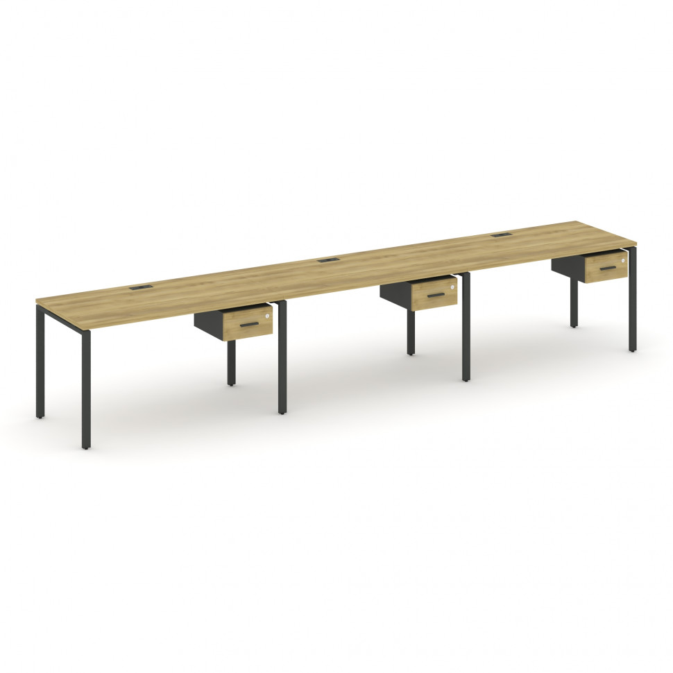 Concept Рабочая станция односторонняя с подвес. тумбами 3 места CN.ORS-131 A Дуб Винченцо/Антрацит/М