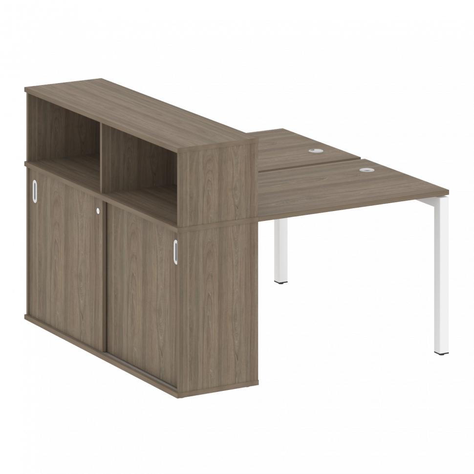 Metal System Quattro Рабочая станция с шкафом-купе на П-образном м/к 50БП.РС-СШК-2.1 Т Вяз Благородн