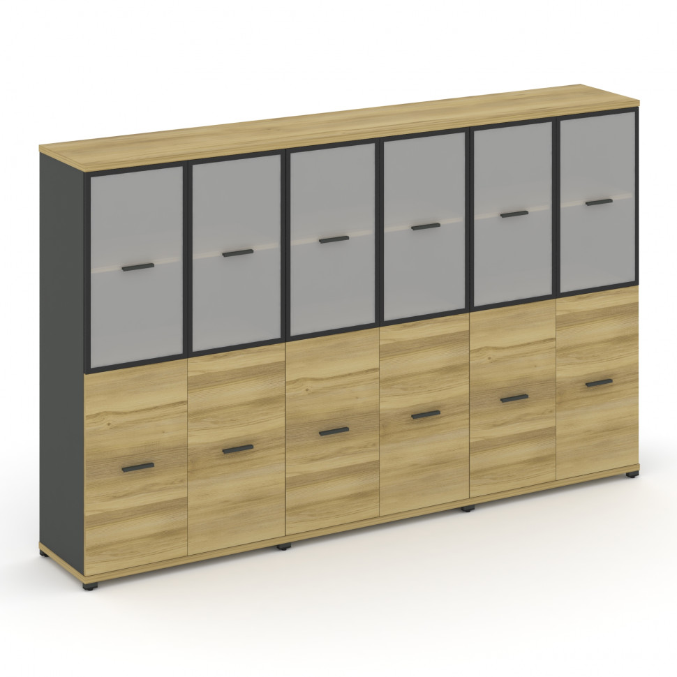 Concept Шкаф 3 широкие секции, 4 ниши CN.STS-432 RMB A Дуб Винченцо/Антрацит/Металл Антрацит/Сатин 2