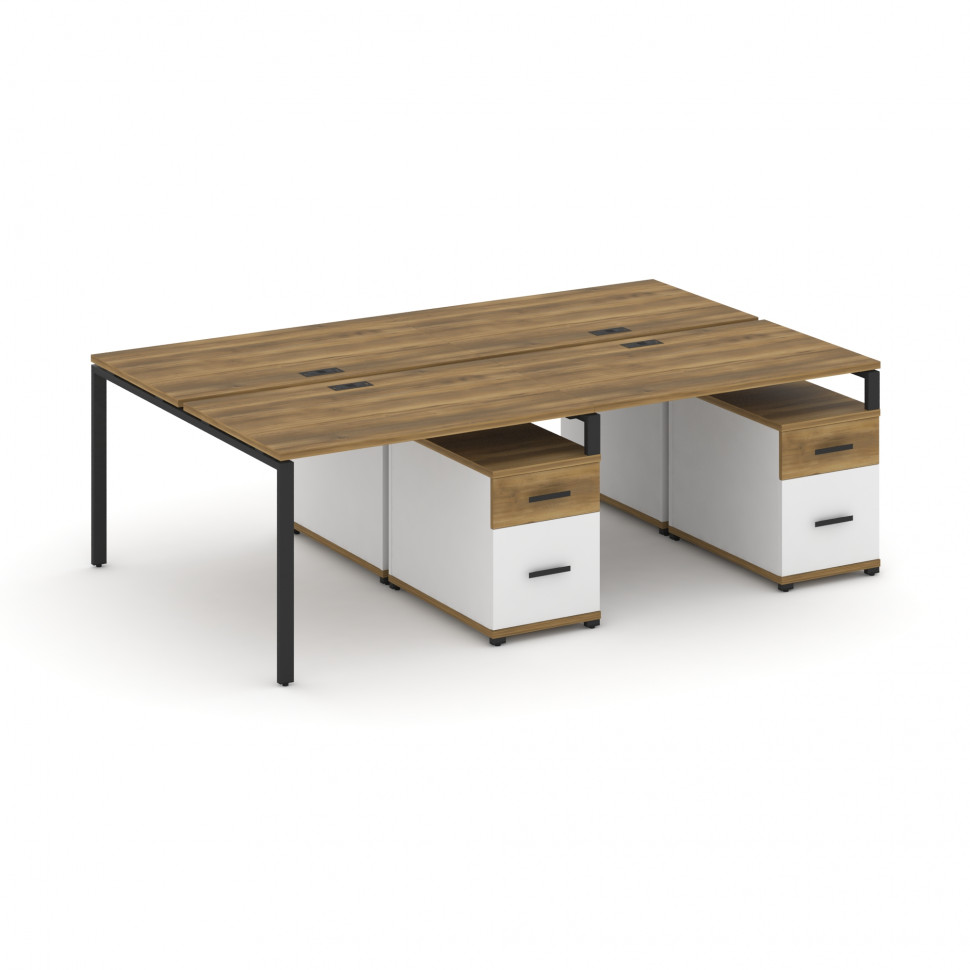 Concept Рабочая станция 4 места с 2 двухсторонними опорными тумбами CN.DRS-322 B Сандал Янтарный/Бел Concept Рабочая станция 4 места с 2 двухсторонними опорными тумбами CN.DRS-322 B Сандал Янтарный/Бел