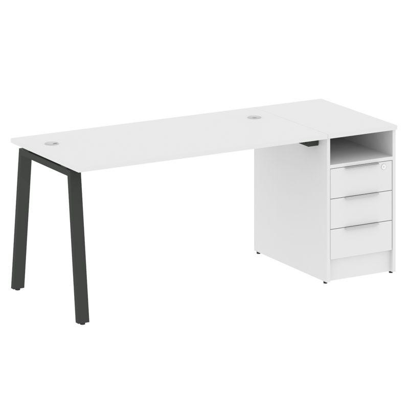 Metal System Рабочая станция с тумбой на А-образном м/к БА.РС-СТП-1.3 Белый/Металл Антрацит 1812*720 Metal System Рабочая станция с тумбой на А-образном м/к БА.РС-СТП-1.3 Белый/Металл Антрацит 1812*720