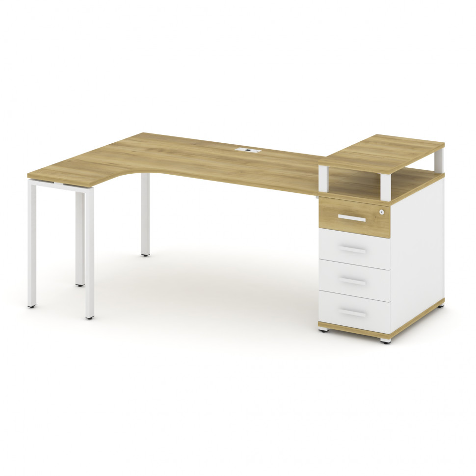 Concept Стол эргономичный CN.SA-406(L) W Дуб Винченцо/Белый Бриллиант/Металл Белый 2000*1180*917 Concept Стол эргономичный CN.SA-406(L) W Дуб Винченцо/Белый Бриллиант/Металл Белый 2000*1180*917