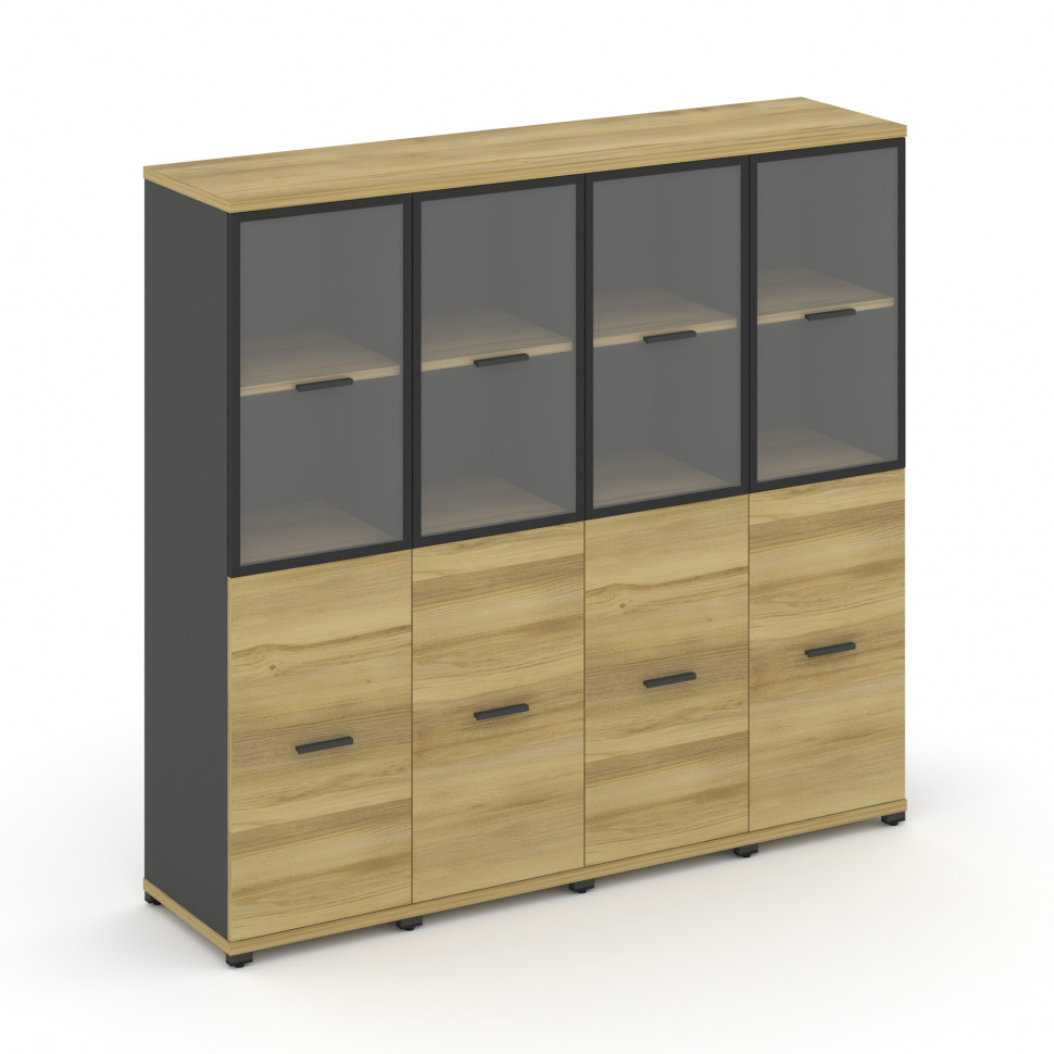 Concept Шкаф 4 узкие секции, 4 ниши CN.STU-442 RPB A Дуб Винченцо/Антрацит/Металл Антрацит/Прозрачны Concept Шкаф 4 узкие секции, 4 ниши CN.STU-442 RPB A Дуб Винченцо/Антрацит/Металл Антрацит/Прозрачны