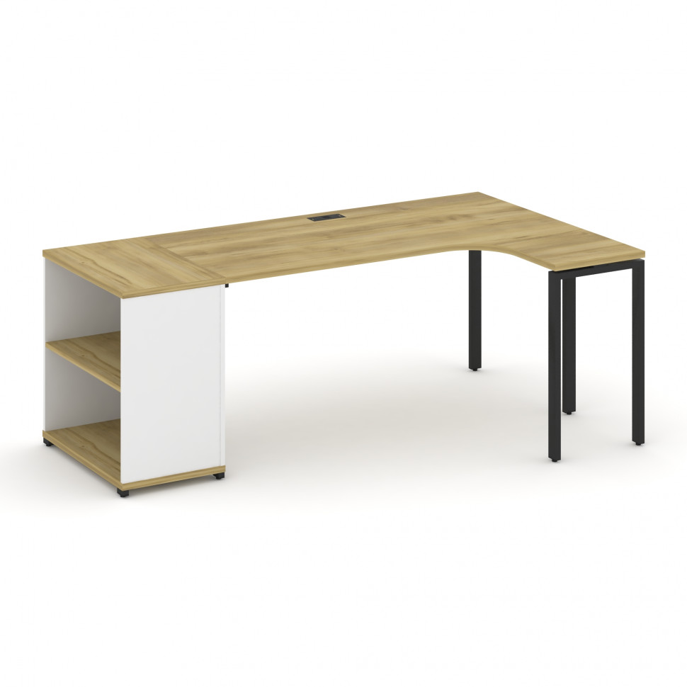 Concept Стол эргономичный с опорным стеллажом CN.SA-202(R) Дуб Винченцо/Белый Бриллиант/Металл Черны