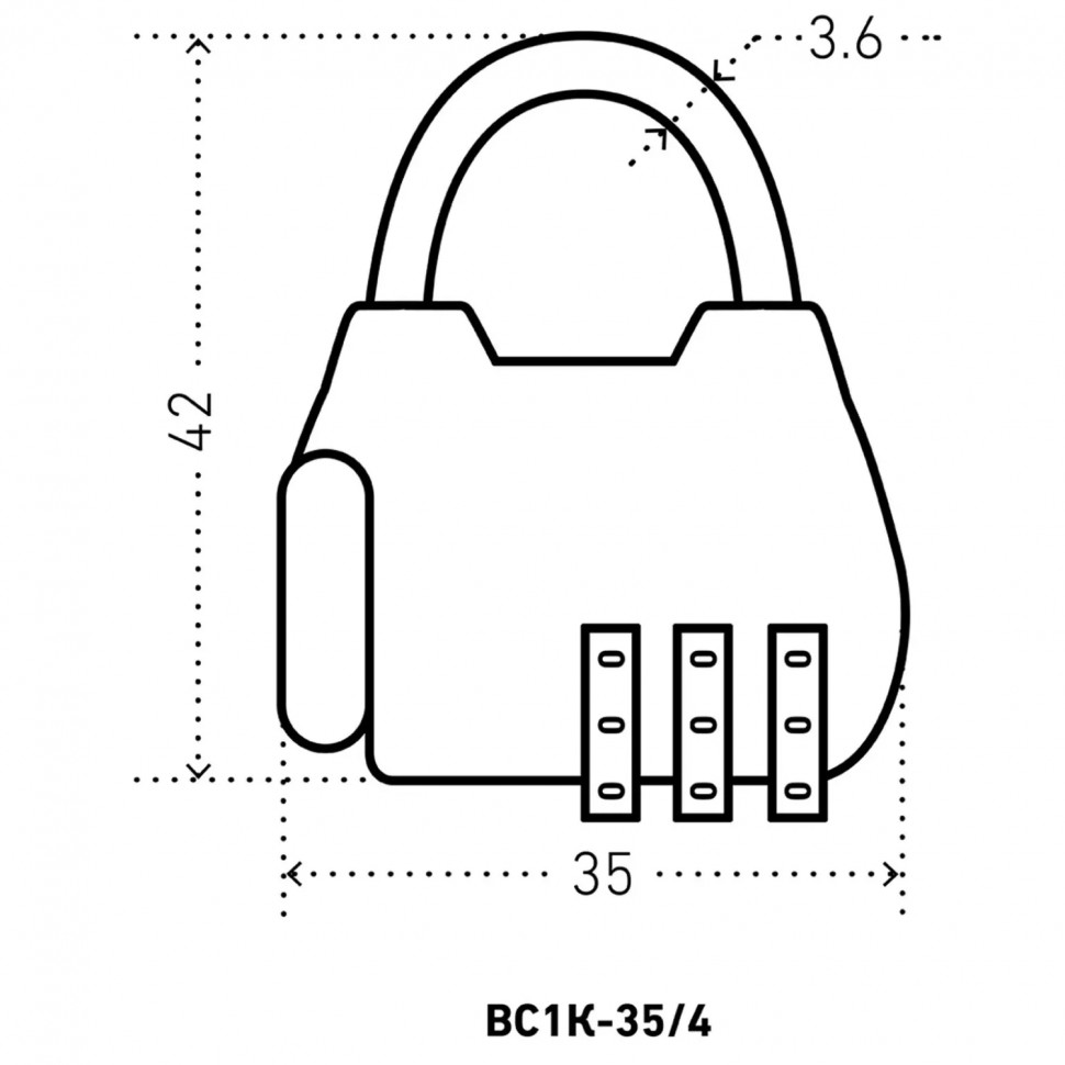 Замок навесной кодовый_УЗК Аллюр ВС1К-35/4 (HA806) CP (35xd=4) цинк серебро