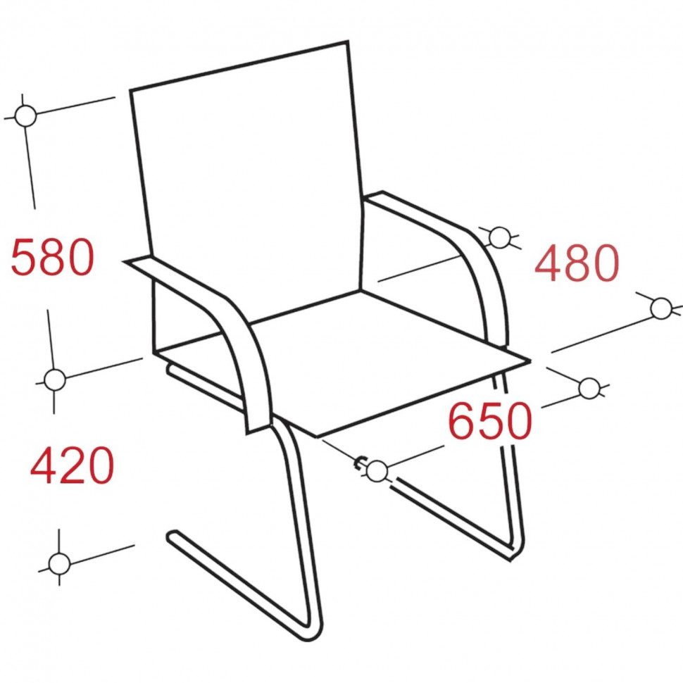 Конференц-кресло VT_CH279-Vizitr полозья к/з черный низк.спинка