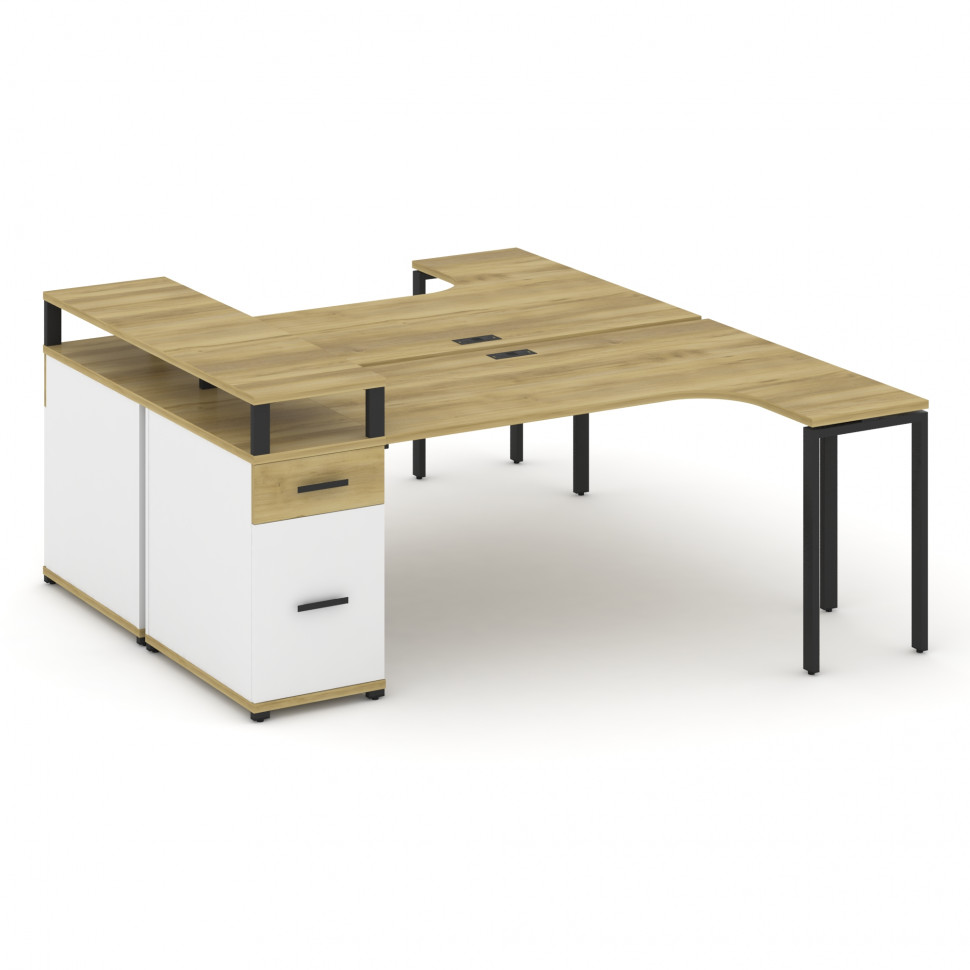Concept Рабочая станция CN.DSA-408 B Дуб Винченцо/Белый Бриллиант/Металл Черный 2000*1180*917