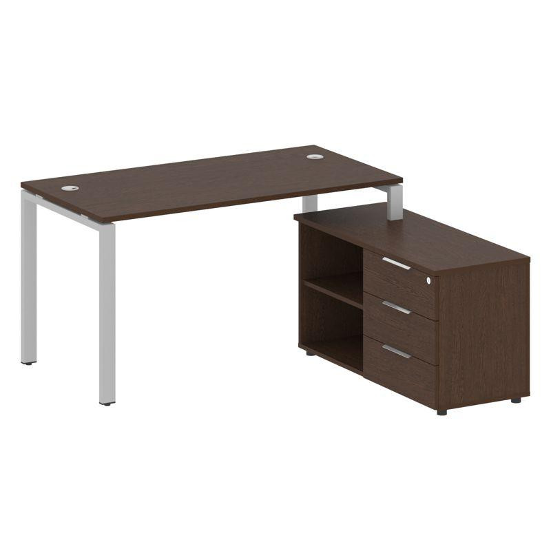 Metal System Рабочая станция с тумбой на П-образном м/к БП.РС-СТС-2.3 (R) Венге Цаво/Металл Серый 15