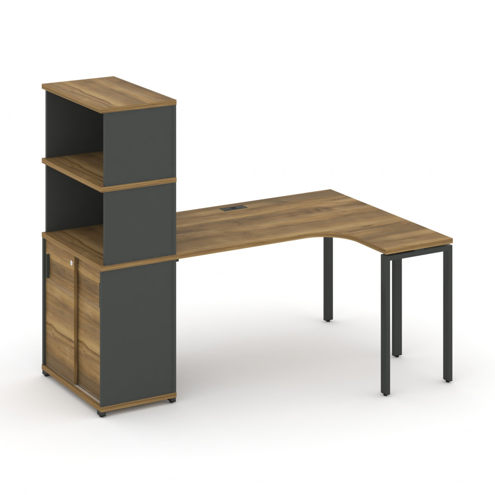 Concept Стол эргономичный с опорным шкафом-купе с надставкой выс.  CN.SA-222(R) A Сандал Янтарный/Ан