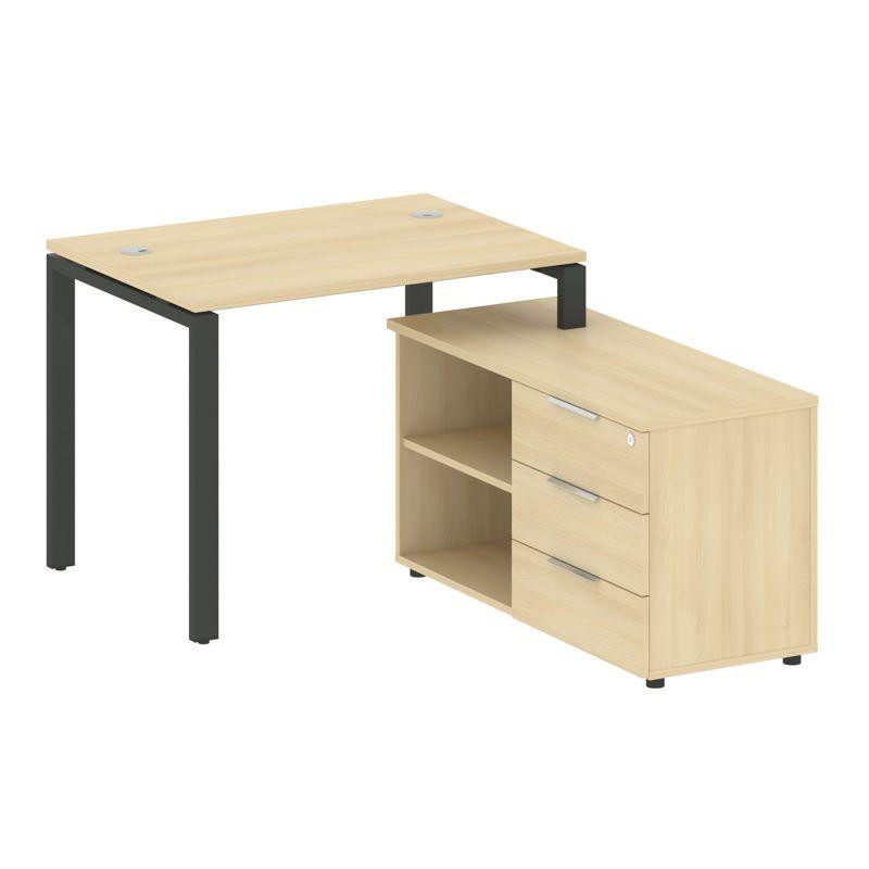 Metal System Рабочая станция с тумбой на П-образном м/к БП.РС-СТС-2.1 (R) Акация Лорка/Металл Антрац