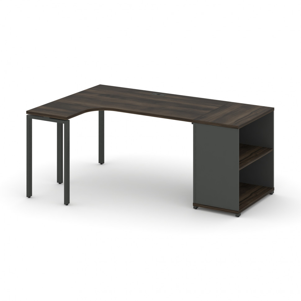 Concept Стол эргономичный опорным стеллажом CN.SA-202(L) Дуб Мали/Антрацит/Металл Антрацит 2000*1180