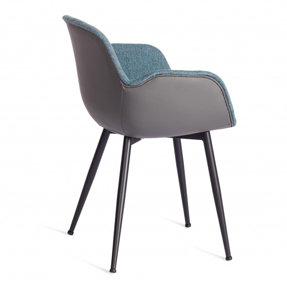 Кресло VALENTINO (mod. PC45-2) / 1 шт. в упаковке металл/экокожа/ткань, 55 х 58 х 81 см, Turquoise (бирюзовый)/Grey (серый)/чёрный