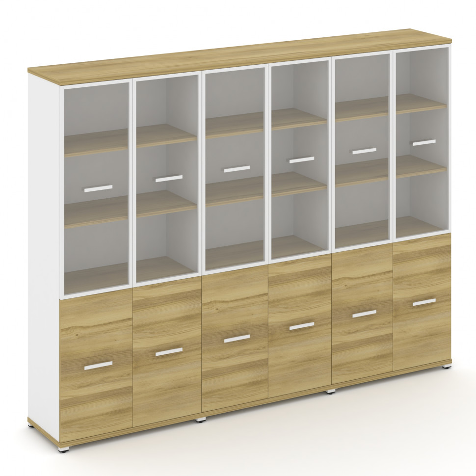 Concept Шкаф 3 широкие секции, 5 ниш CN.STS-532 RPW W Дуб Винченцо/Белый Бриллиант/Металл Белый/Проз Concept Шкаф 3 широкие секции, 5 ниш CN.STS-532 RPW W Дуб Винченцо/Белый Бриллиант/Металл Белый/Проз