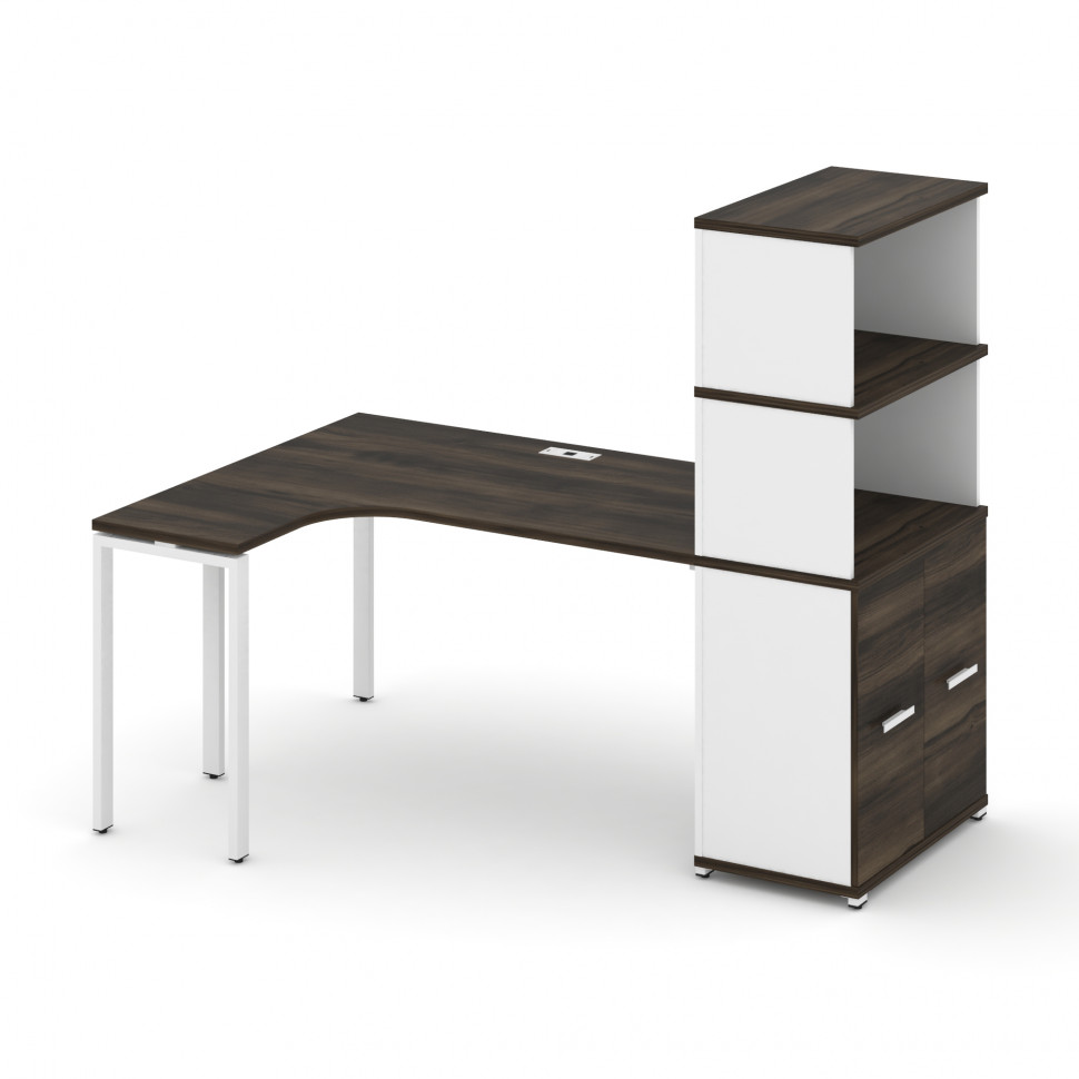 Concept Стол эргономичный с опорным распаш. шкафом с надставкой выс. CN.SA-215(L) W Дуб Мали/Белый Concept Стол эргономичный с опорным распаш. шкафом с надставкой выс. CN.SA-215(L) W Дуб Мали/Белый