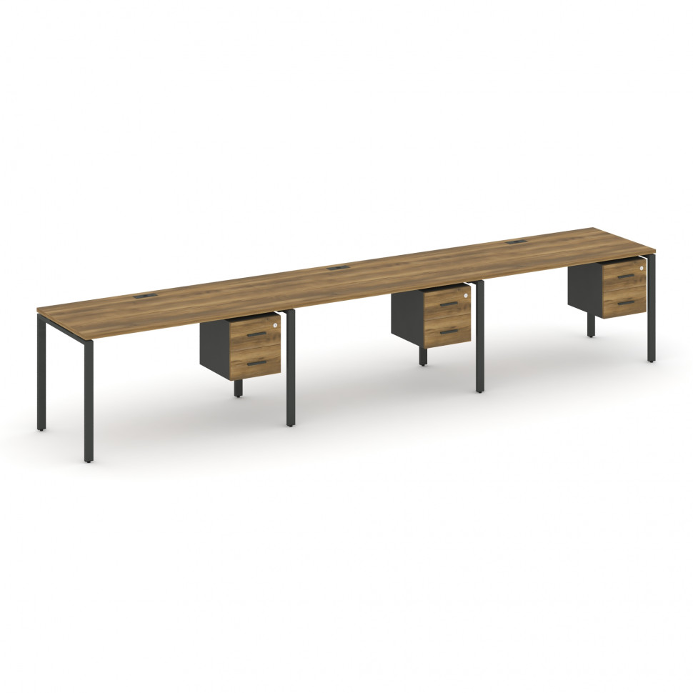 Concept Рабочая станция односторонняя с подвес. тумбами 3 места CN.ORS-135 A Сандал Янтарный/Антраци