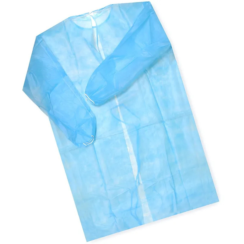 Халат н/с , на завязк, рук.рез, дл.110см, XL, пл 25, голуб, 10 шт/уп