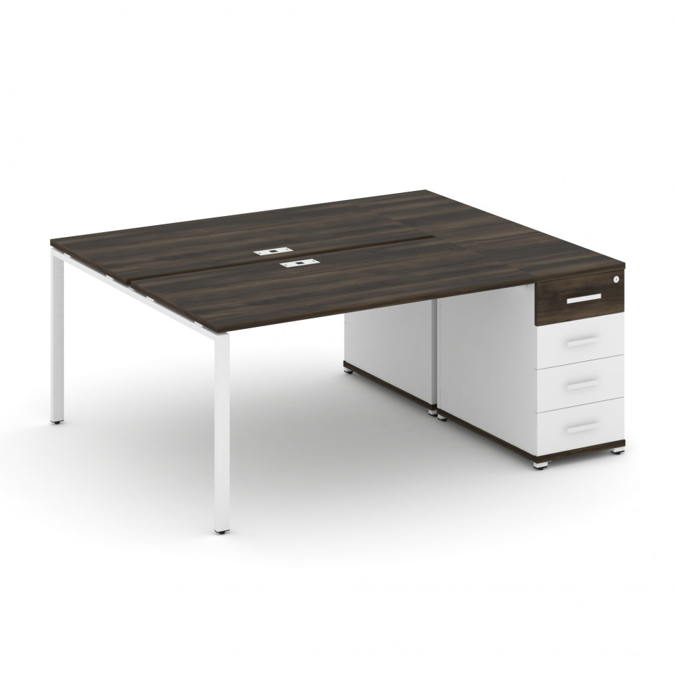 Concept Рабочая станция с 1 опорной тумбой CN.DRS-403 W Дуб Мали/Белый Бриллиант/Металл Белый 1800*1