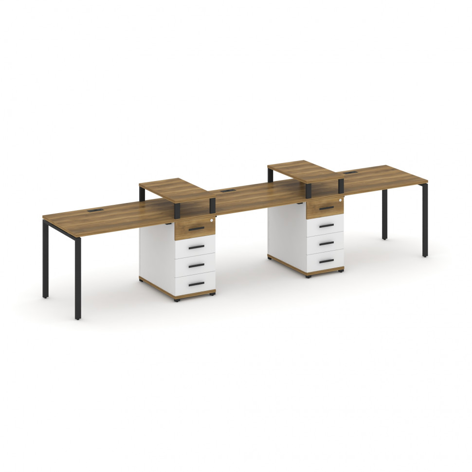 Concept Рабочая станция 3 места с 2 опорными тумбами CN.ORS-449 B Сандал Янтарный/Белый Бриллиант/Ме Concept Рабочая станция 3 места с 2 опорными тумбами CN.ORS-449 B Сандал Янтарный/Белый Бриллиант/Ме