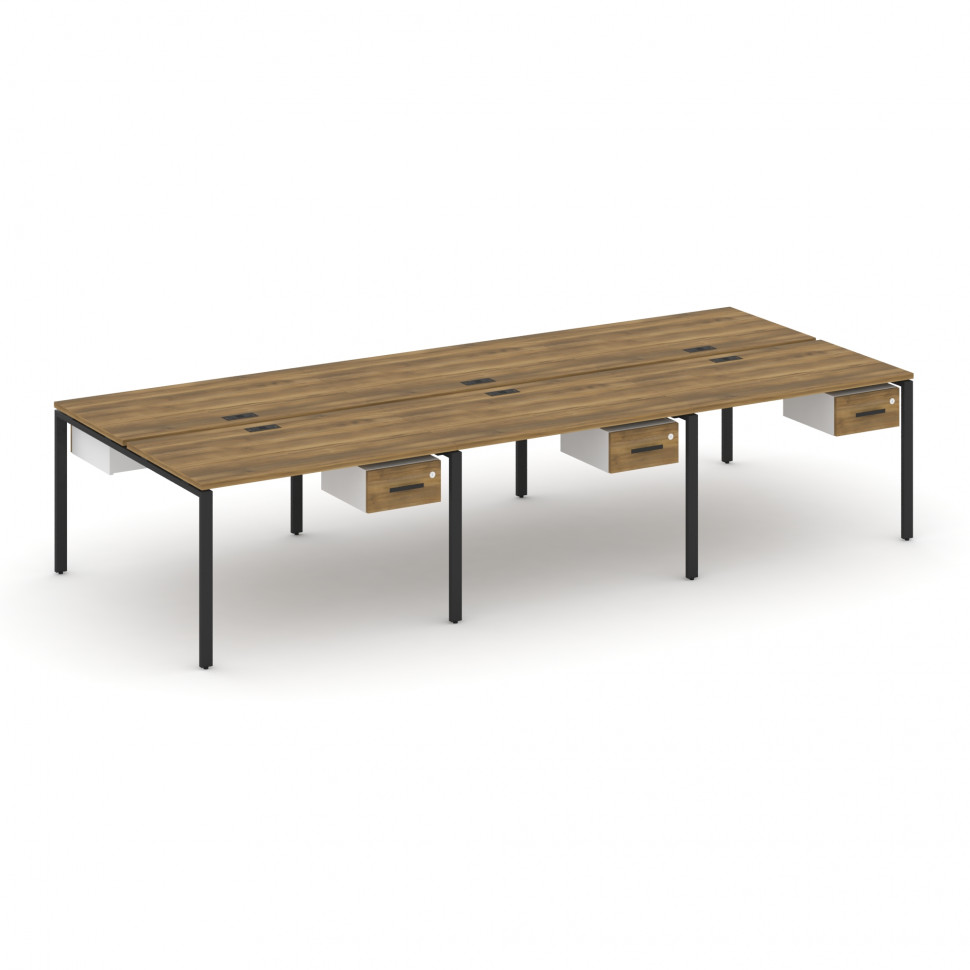 Concept Рабочая станция двухсторонняя с подвес. тумбами на 6 мест CN.DRS-150 B Сандал Янтарный/Белый