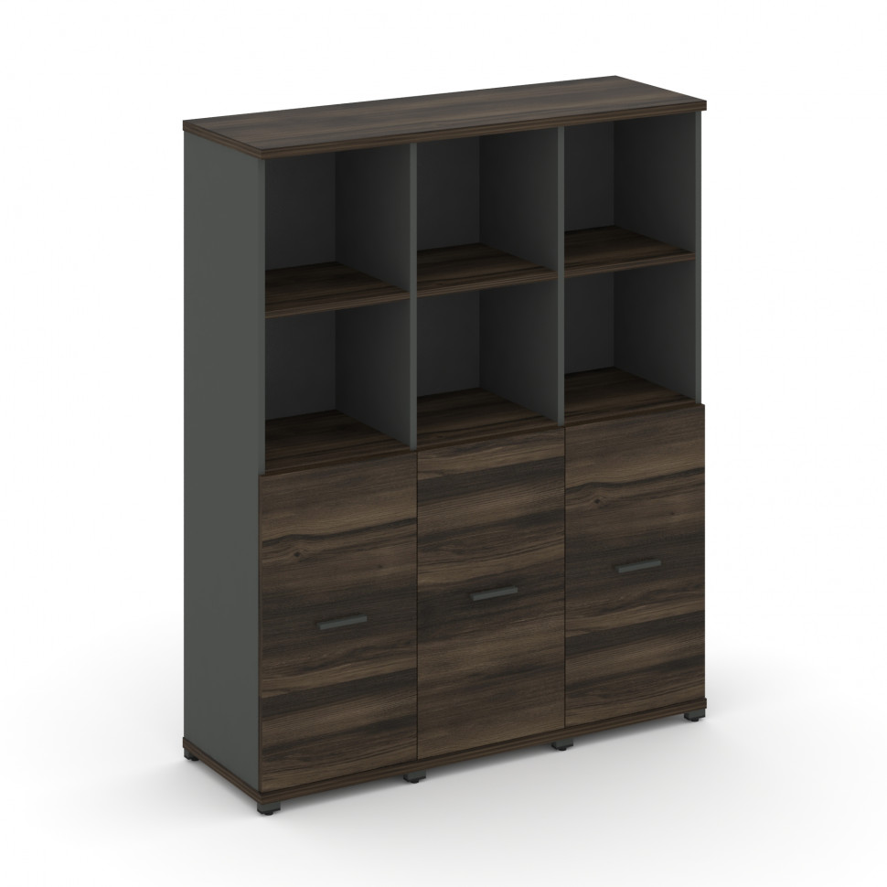 Concept Шкаф 3 узкие секции, 4 ниши CN.STU-431 A Дуб Мали/Антрацит/Металл Антрацит 1252*420*1554