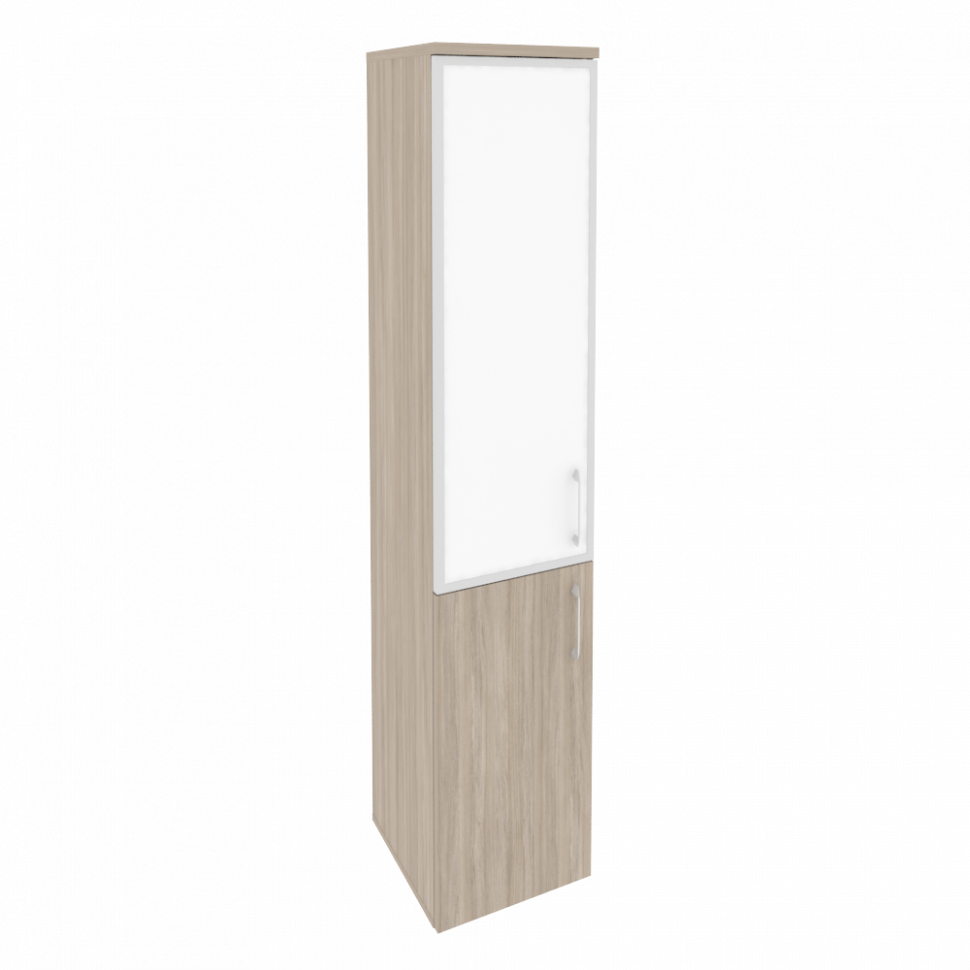 Onix Шкаф высокий узкий левый O.SU-1.2 R (L) white Дуб Аттик/Стекло White 400*420*1977