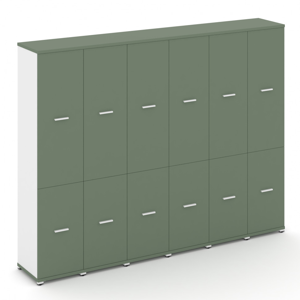 Concept Шкаф 6 узких секций, 5 ниш CN.STU-562 W Кобо/Белый Бриллиант/Металл Белый 2500*420*1922