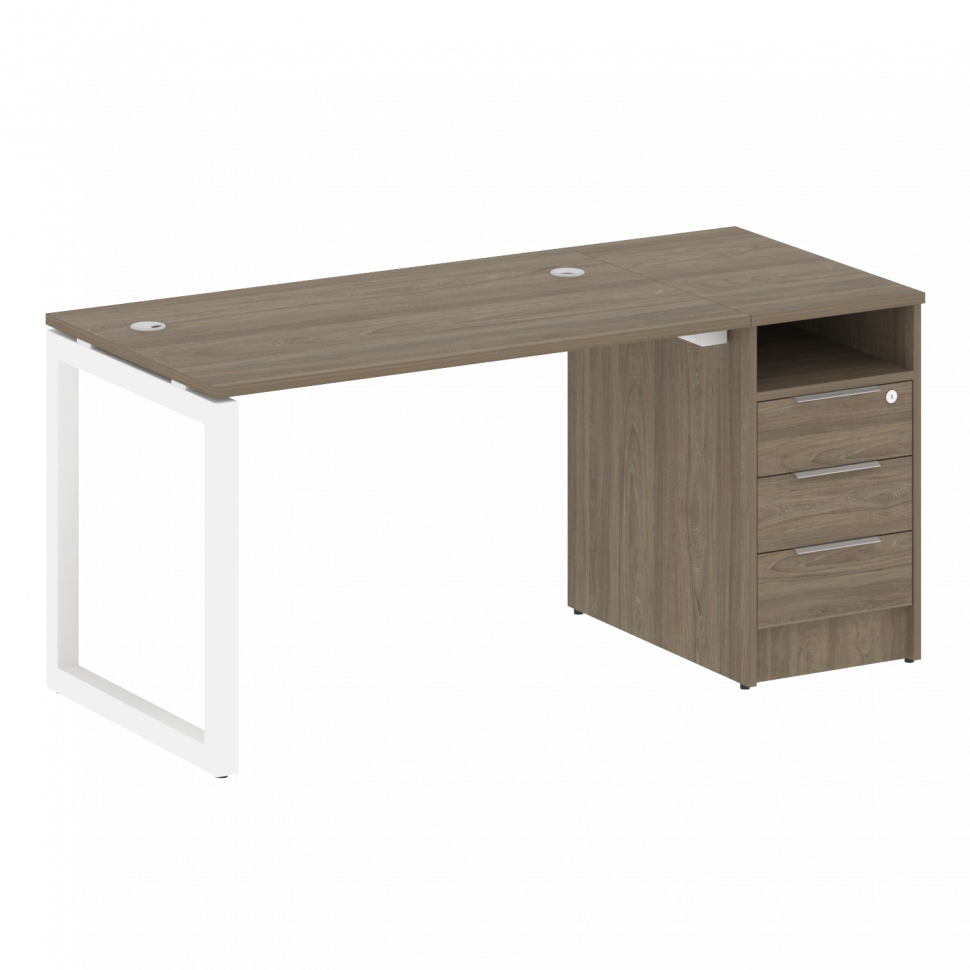 Metal System Quattro Рабочая станция с тумбой на О-образном м/к 50БО.РС-СТП-1.2 Вяз Благородный/Мета