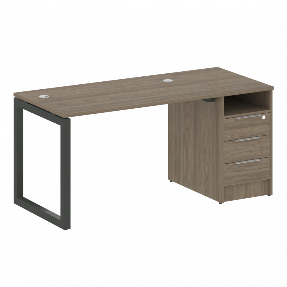 Metal System Quattro Рабочая станция с тумбой на О-образном м/к 50БО.РС-СТП-1.2 Вяз Благородный/Мета Metal System Quattro Рабочая станция с тумбой на О-образном м/к 50БО.РС-СТП-1.2 Вяз Благородный/Мета