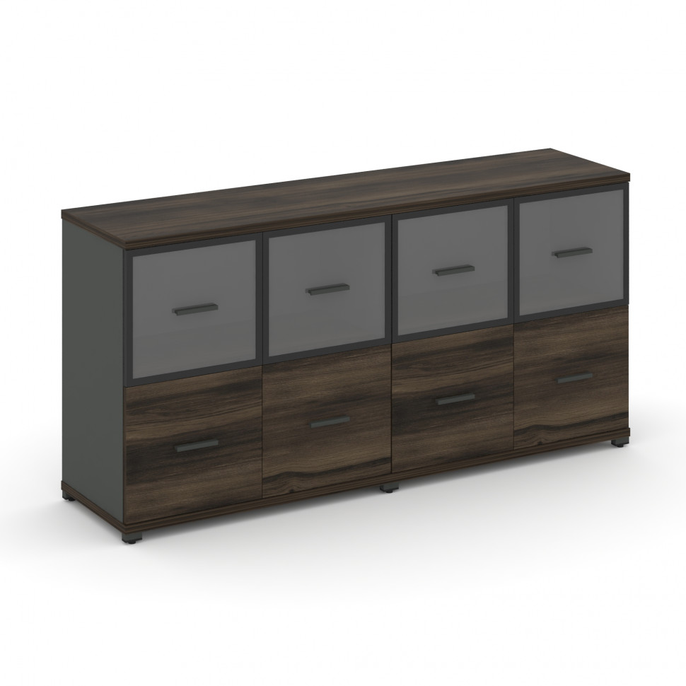 Concept Шкаф 2 широкие секции, 2 нишии CN.STS-222 RPB A Дуб Мали/Антрацит/Металл Антрацит/Прозрачный