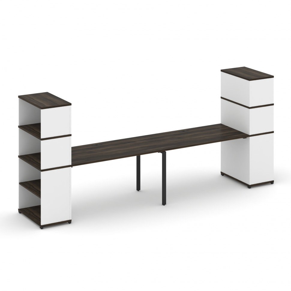 Concept Рабочая станция с опорными стеллажами с надставкой выс. CN.ORS-215 Дуб Мали/Белый Бриллиант/ Concept Рабочая станция с опорными стеллажами с надставкой выс. CN.ORS-215 Дуб Мали/Белый Бриллиант/