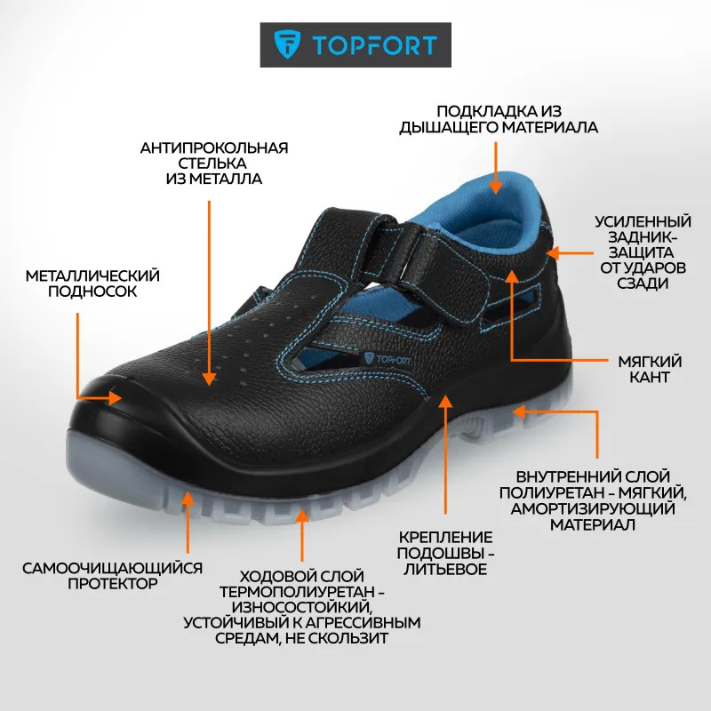 Полуботинки с перфорацией (сандалии)TOPFORT 1 МПП, ПУ/ТПУ р.39