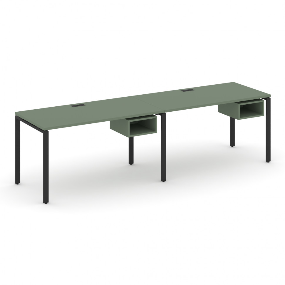 Concept Рабочая станция односторонняя с подвес. тумбами 2 места CN.ORS-104 Кобо/Металл Черный 3160*7