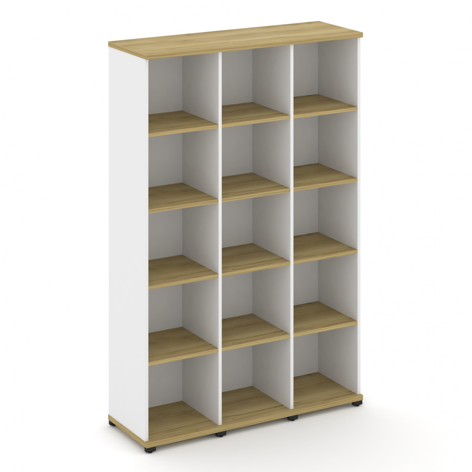 Concept Стеллаж 3 узкие секции, 5 ниш CN.STU-530 Дуб Винченцо/Белый Бриллиант/Металл Черный 1252*420