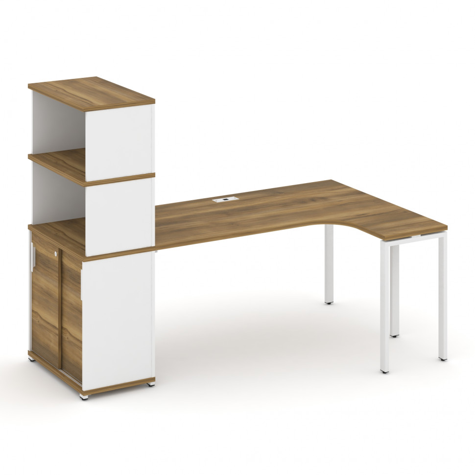 Concept Стол эргономичный с опорным шкафом-купе с надставкой выс.  CN.SA-222(R) W Сандал Янтарный/Бе