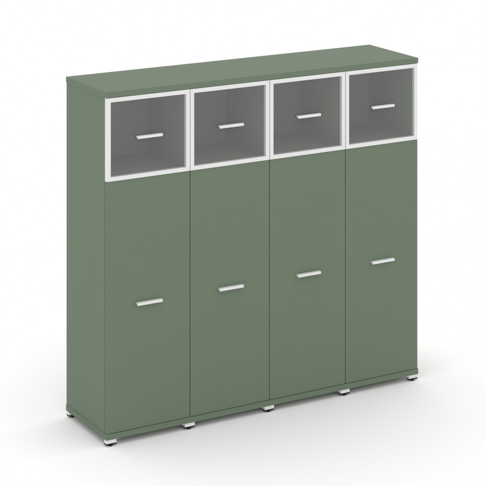 Concept Шкаф 4 узкие секции, 4 ниши CN.STU-444 RPW W Кобо/Металл Белый/Прозрачный 1668*420*1554