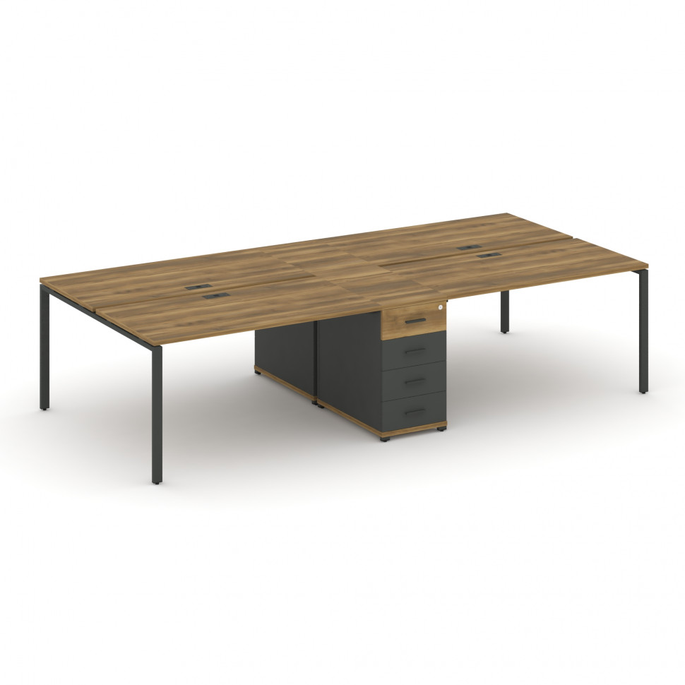 Concept Рабочая станция 4 места с 1 опорной тумбой CN.DRS-419 A Сандал Янтарный/Антрацит/Металл Антр Concept Рабочая станция 4 места с 1 опорной тумбой CN.DRS-419 A Сандал Янтарный/Антрацит/Металл Антр