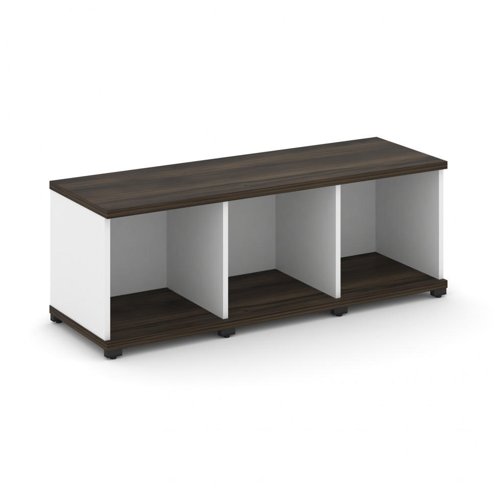 Concept Стеллаж 3 узкие секции, 1 ниша CN.STU-130 Дуб Мали/Белый Бриллиант/Металл Черный 1252*420*45