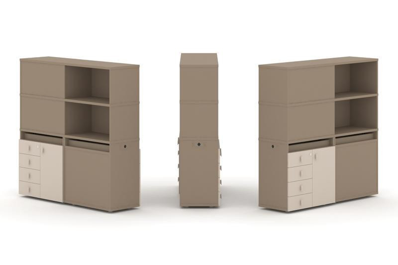 Estetica Набор №18. Тумба двойная+высокая надставка ES.NB.2V-18 Латте/Капучино 1500*410*1520