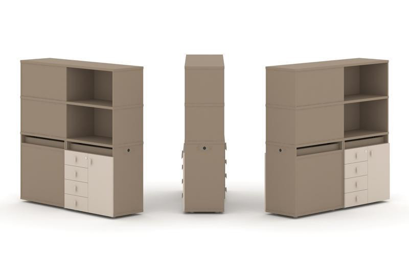 Estetica Набор №18. Тумба двойная+высокая надставка ES.NB.2V-18 Латте/Капучино 1500*410*1520