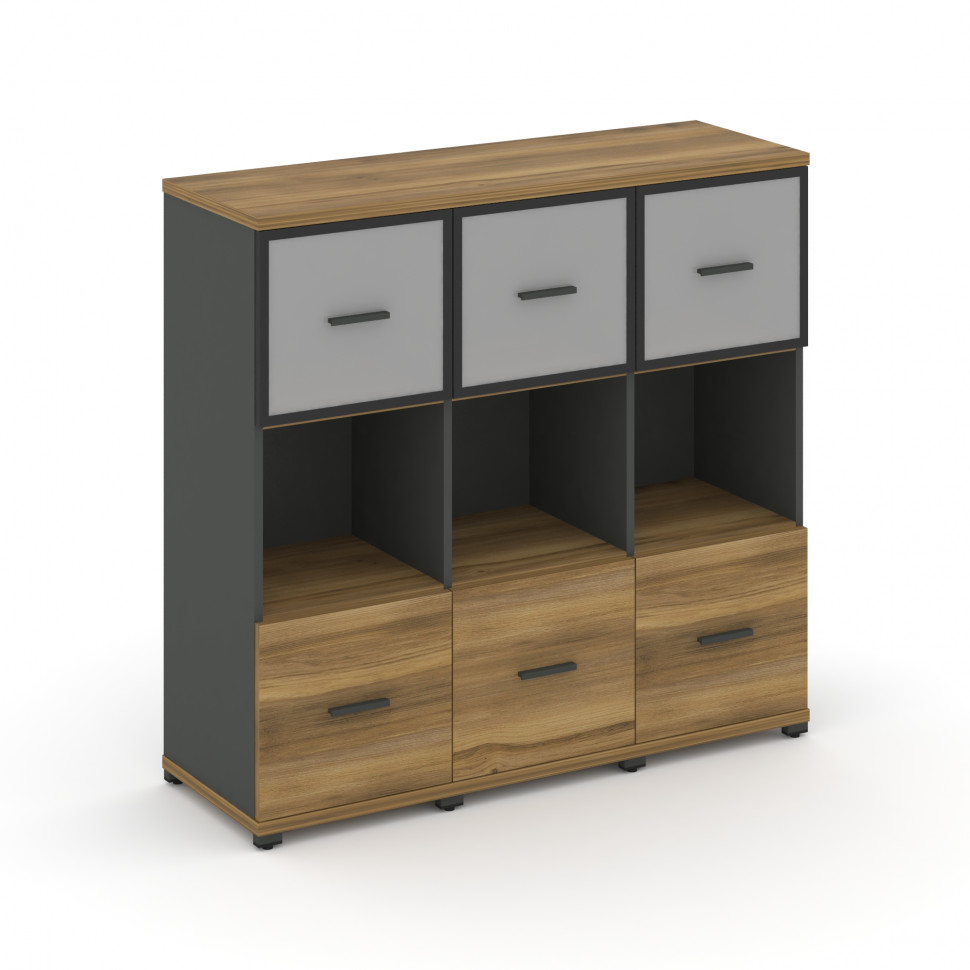 Concept Шкаф 3 узкие секции, 3 ниши CN.STU-335 RMB A Сандал Янтарный/Антрацит/Металл Антрацит/Сатин