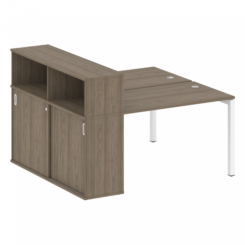 Metal System Quattro Рабочая станция с шкафом-купе на П-образном м/к 50БП.РС-СШК-2.2 Т Вяз Благородн