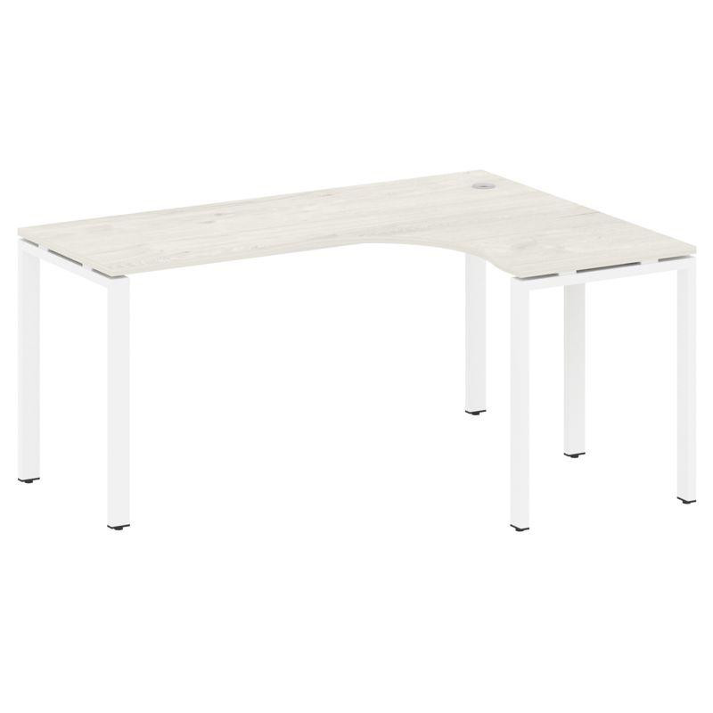 Metal System Стол криволинейный правый на П-образном м/к БП.СА-4 (R) Дуб Наварра/Металл Белый 1600*1