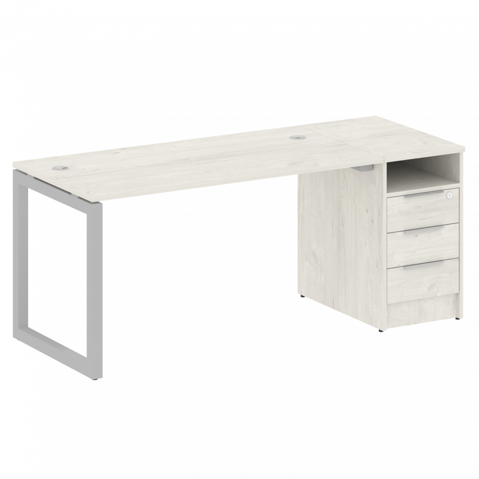 Metal System Quattro Рабочая станция с тумбой на О-образном м/к 50БО.РС-СТП-1.3 Дуб Наварра/Металл С